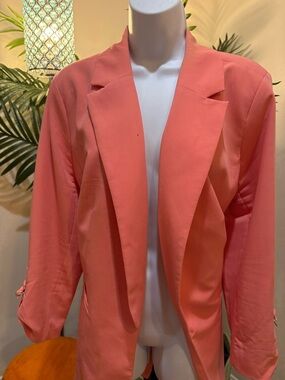 Eloquii Coral Open-Front Blazer